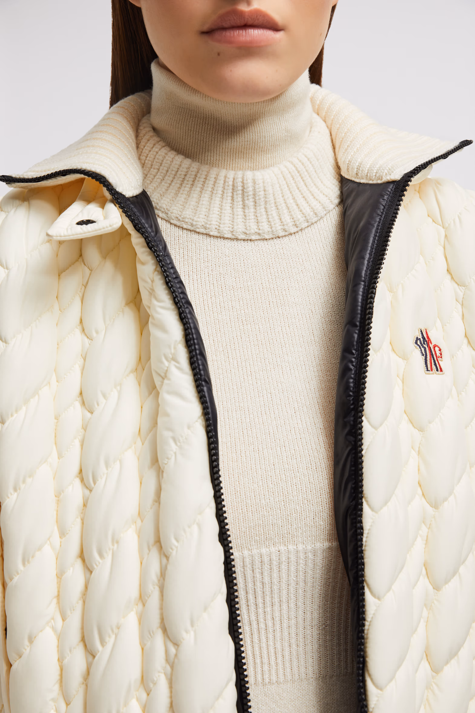 Padded Wool Zip-Up Cardigan Women White Moncler 7